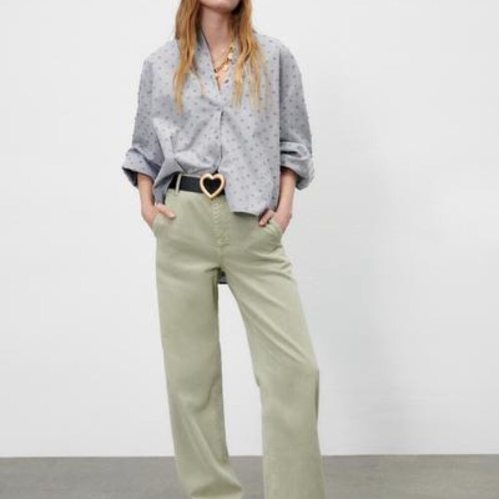 Swiss Dot Blouse with Voluminous Sleeves